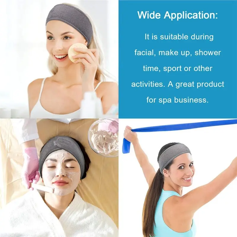 TEXU For Bath Beauty Hairband,Makeup Spa Facial Headband Head Wrap Terry Cloth Headband 4 Counts Towel