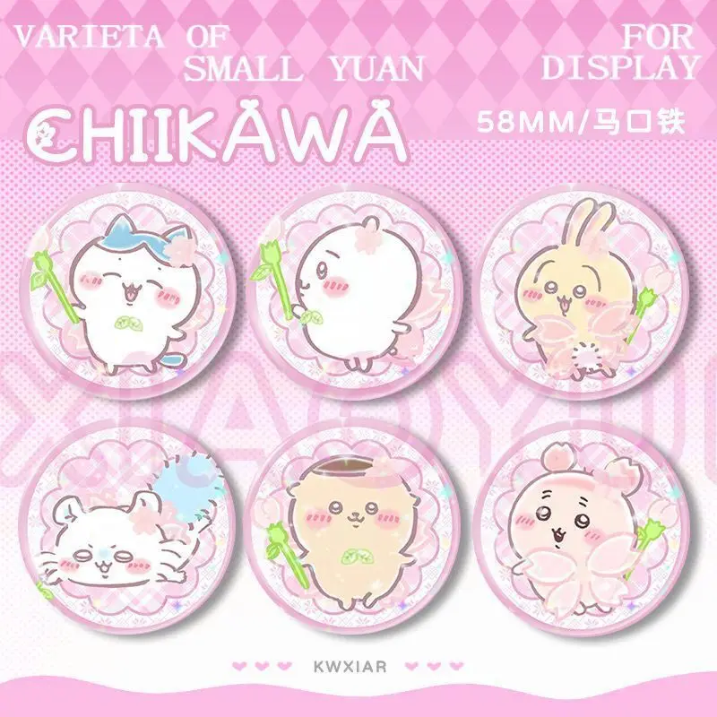 

Japanese chiikawa jiikawa little hakaji iusachi cute tinplate laser badge barji corn brooch kawaii children's accessories