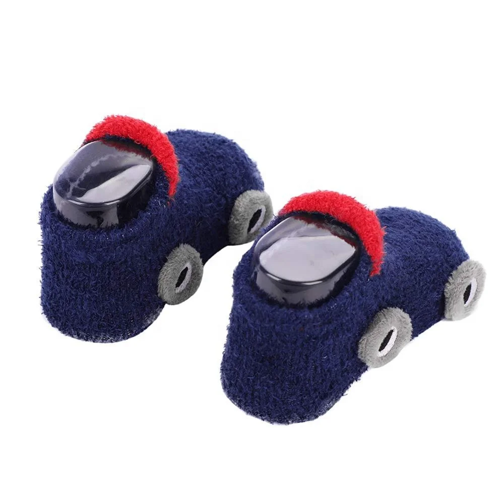 Feather yarn car shape anti-slip footgear & baby boys girls socks