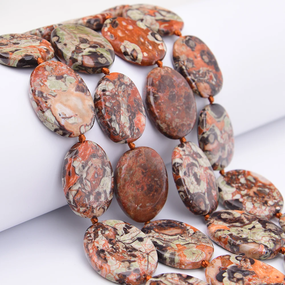 APDGG Large 30x40mm Natural Mix Color Jasper Agates Smooth Chunky Slice Loose Pendant Beads 15.5'' Strand Jewelry DIY