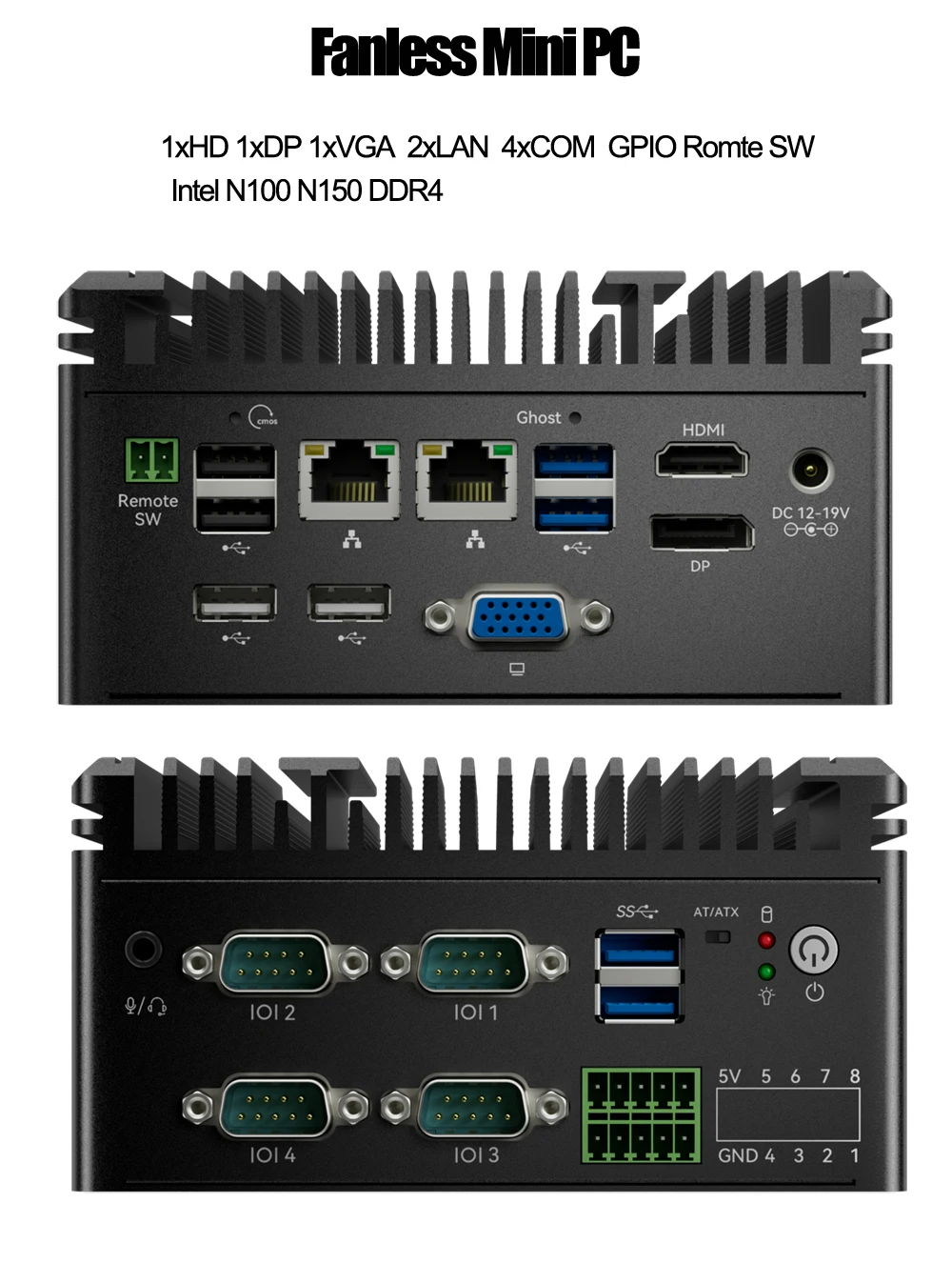 팬리스 산업용 미니 PC 12세대 N150 N100 DDR4 HD DP VGA 4xCOM Win11 듀얼 LAN Rt8111H GIPO 데스크탑 오피스 컴퓨터