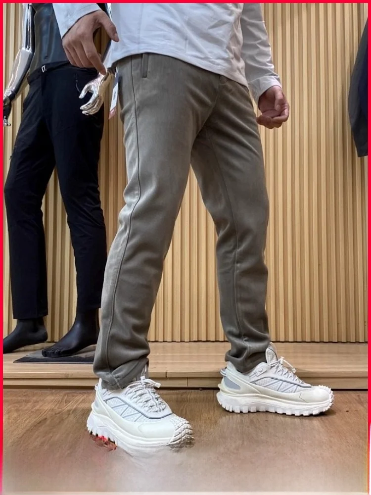 

Высококачественные мужские повседневные брюки с прямыми штанинами на подкладке, шелковые блестящие осенне-зимние теплые брюки Sli Urban Faion