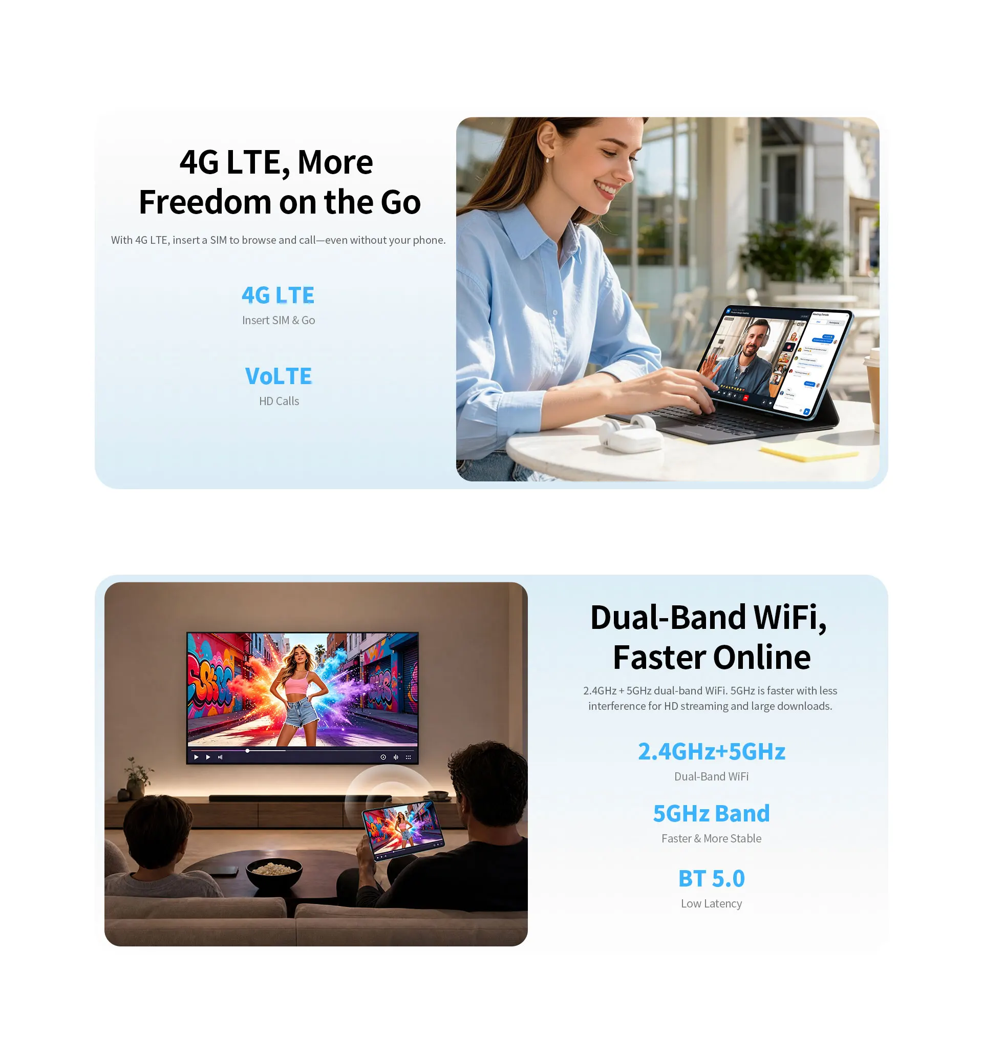 TECLAST Android 17 Tablet M60 12″ 2.5K IPS Touchscreen Display 90Hz 32GB RAM (6GB+26GB) 128GB ROM Dual 4G LTE WiFi 8000mAh Desktop Laptop