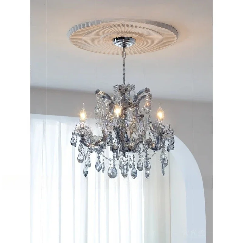 French Exquisite Glass lamp light blue romantic retro court for bedroom  living room Restaurant hotel Household decoration