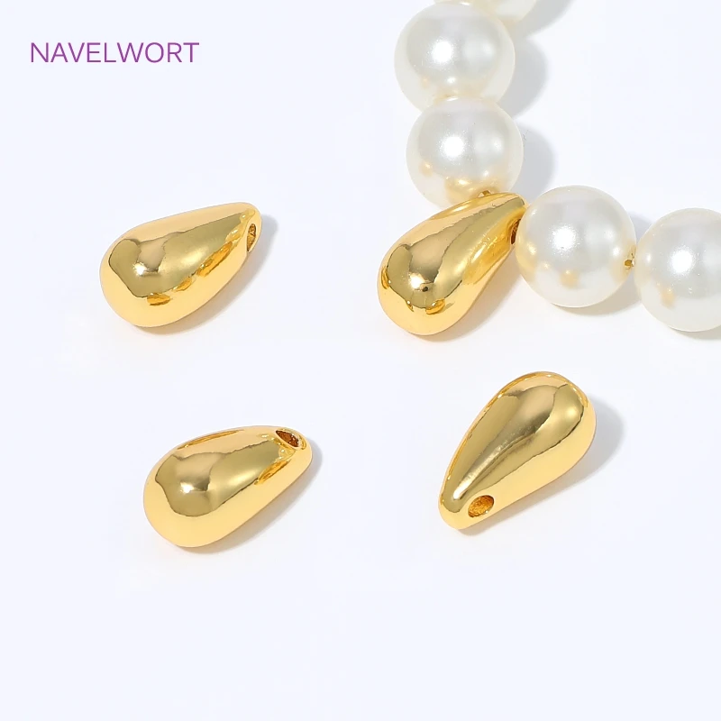 18K Gold Plated Brass Water Droplet Pendants Tail Beads,Decorative Pendants For Jewelry,DIY Earring Necklace Making Findings