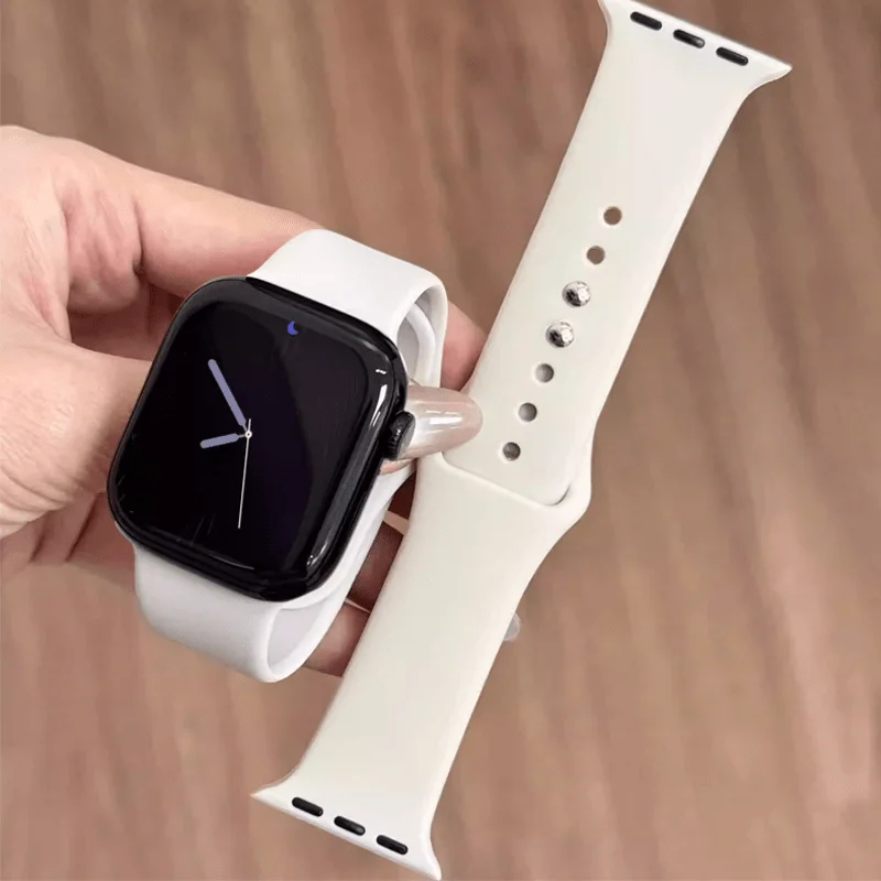 Solid Silicone Watch Band Double Pin Buckle For Apple Watch Ultra3 Series11 Waterproof Sport Strap 41/45/46/49mm