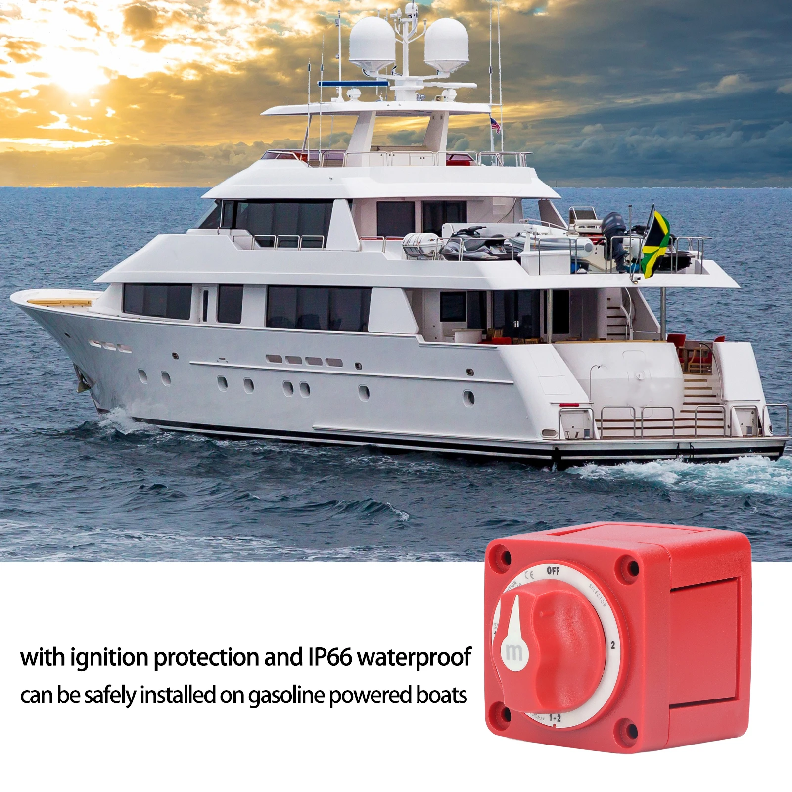 1Pc 300A RV Battery Switch 360° Rotating 4 Position Battery Switch Selector IP66 Waterproof for Yachts RVs Modified Cars