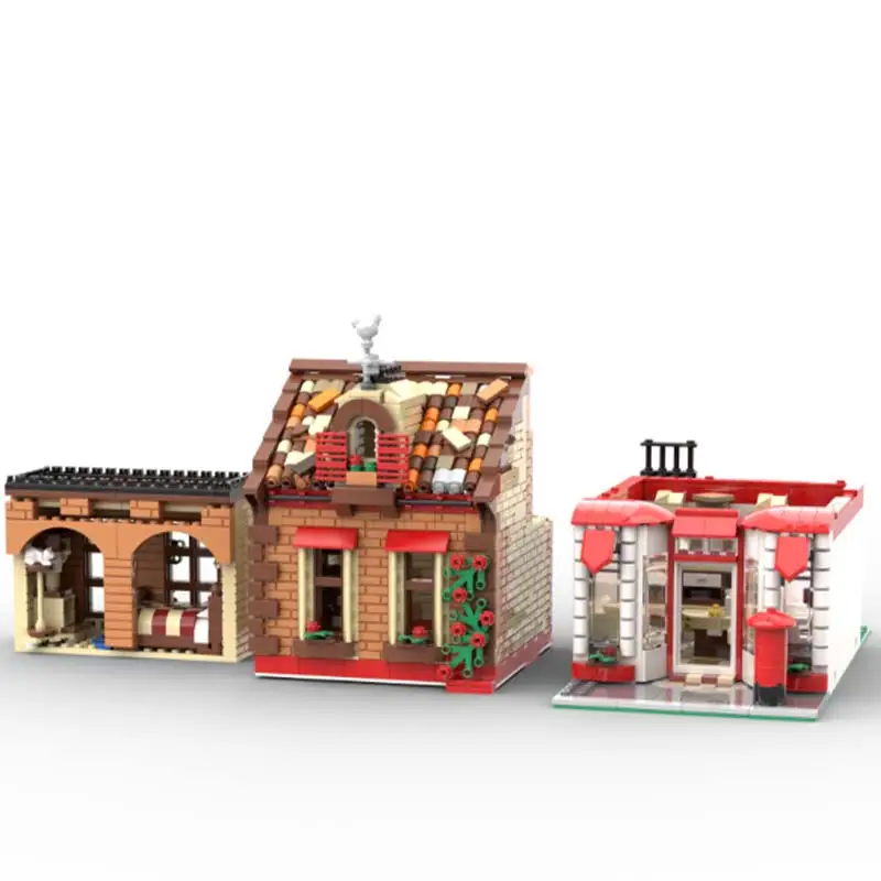 Moc Hightech Modulaire Architectuur Street View Corne Postkantoor Bouwstenen Modelsets Kinderspeelgoed Verjaardagscadeau