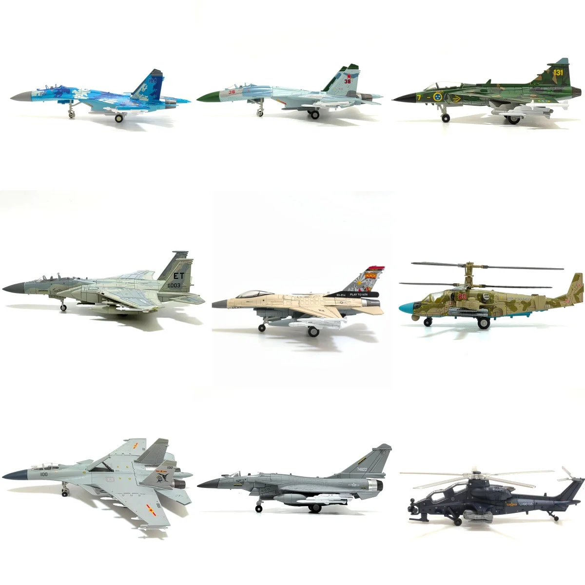 JAS-39 SU-27 F-16 F-15 J-15 J-10C Assembly Simulation Plastic Model Fighter Aircraft Military Display Scale Model Creative Gift