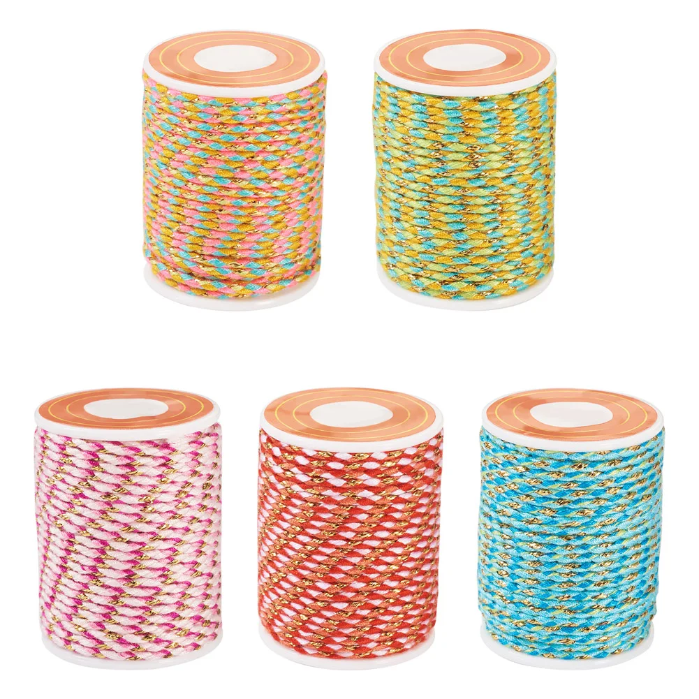 5Rolls 1.5mm 4-Ply Polycotton Thread Cord Handmade Macrame Cotton Rope for DIY Jewelry Knitting String Making Wall Hangings