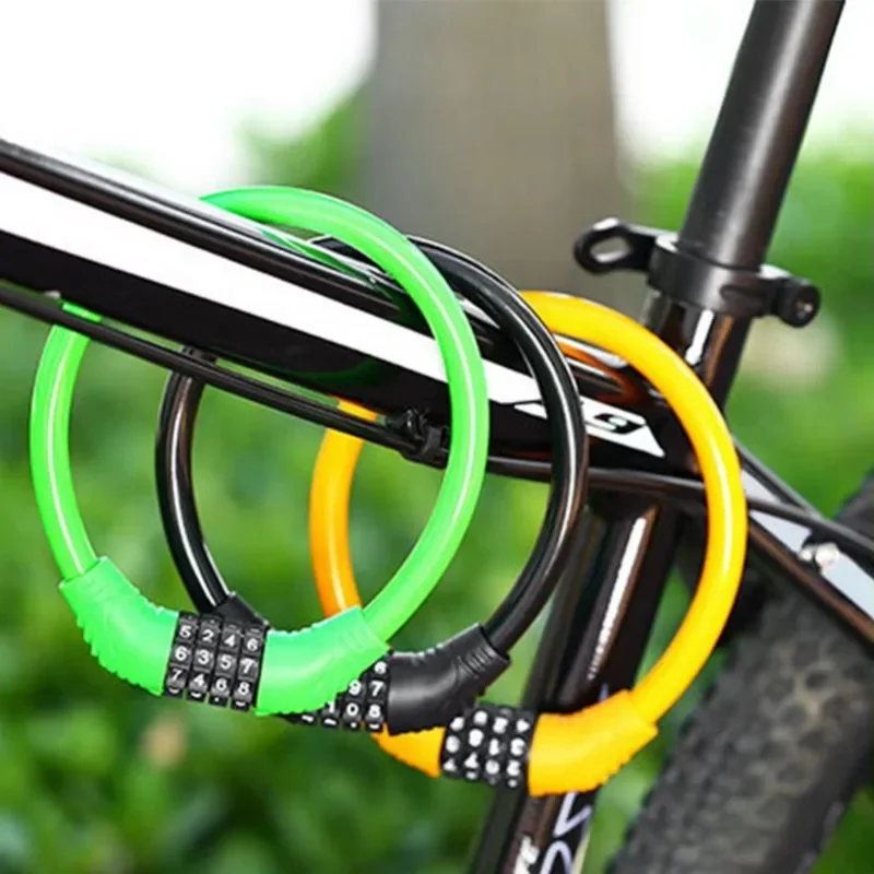 Security Bike Locks Cable 4 Digit Resettable Combination Password Bicycle Lock for Bicycle Mountain Bike Scooter Outdoors