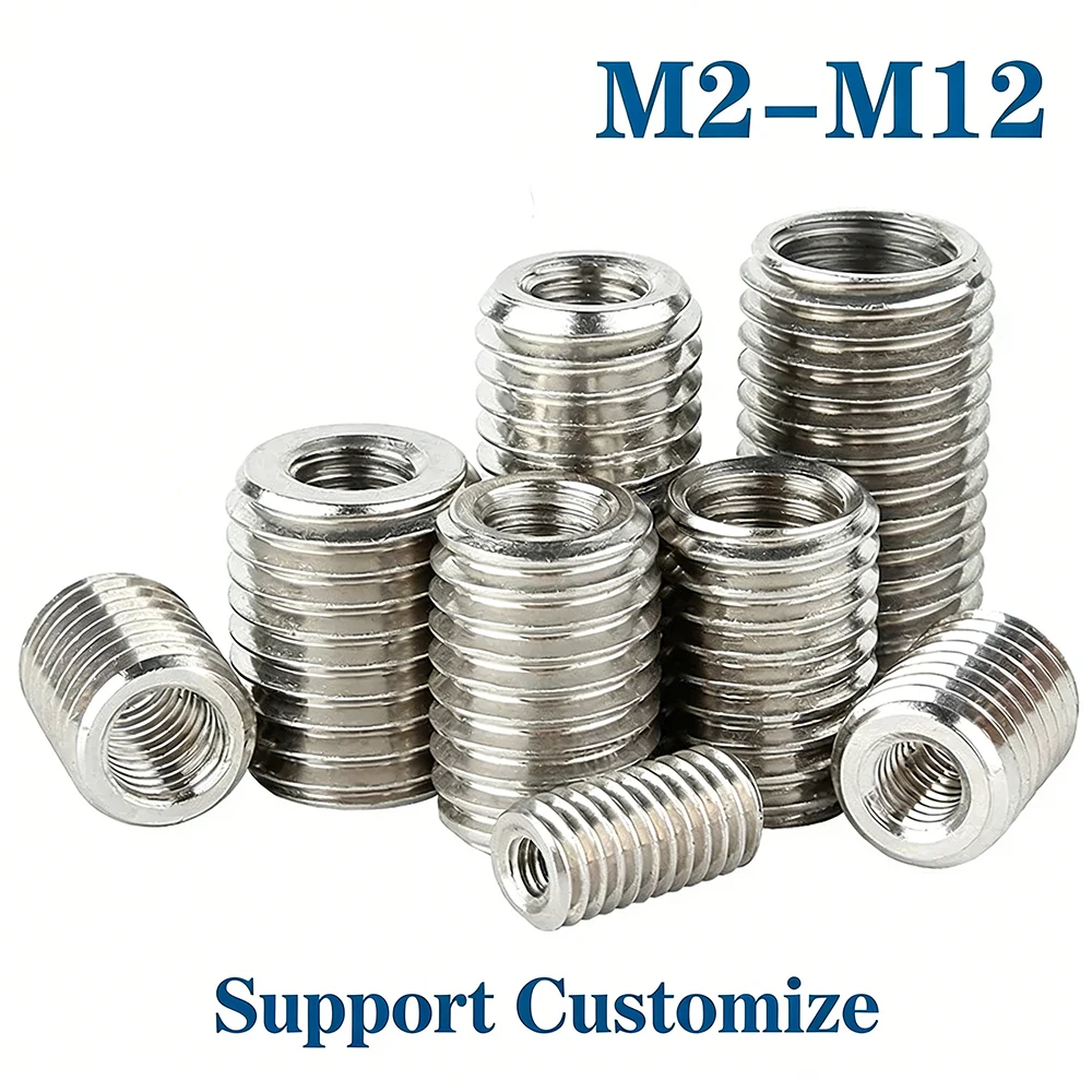 M2 - M12 Inside Outside Thread Adapter Screw Nuts Insert Sleeve Converter Nut Coupler 304 Stainless Steel Support Customize