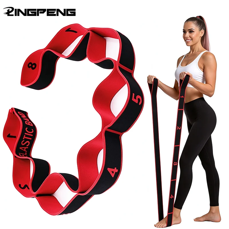 8/10 Sections Dance Resistance Band Yoga Stretching Pilates Fitness Digital Elasticity Elastic Stretch Training Tension Belt