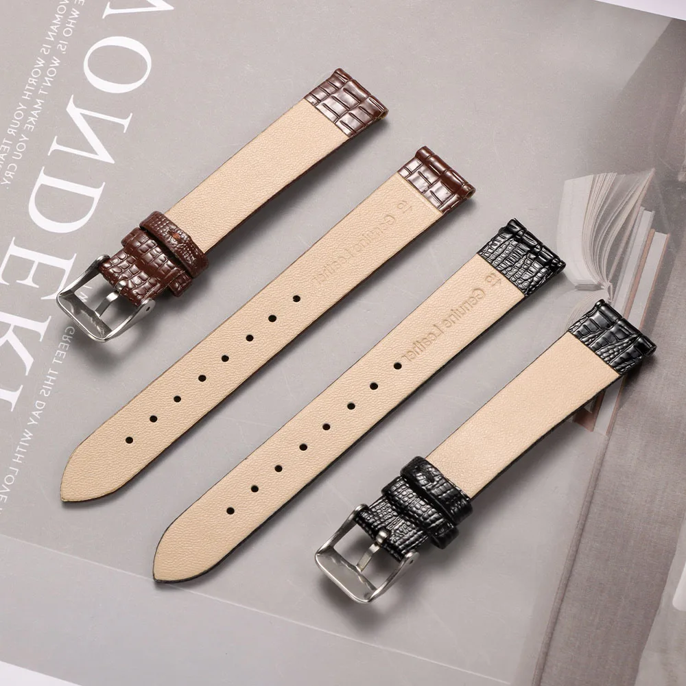 8mm 10mm 12mm 14mm 16mm Fashion Lizard Texture Strap Utra-thin Universal Watchband Pin Buckle Watch Strap for Women Bracelet