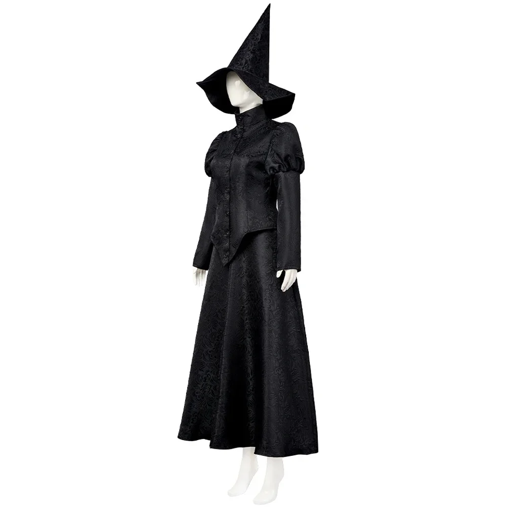 Disfraz de Cosplay de elpba Wicked para mujer adulta, uniforme de bruja, sombrero de mago, conjunto completo, trajes de fiesta de Halloween, nueva película