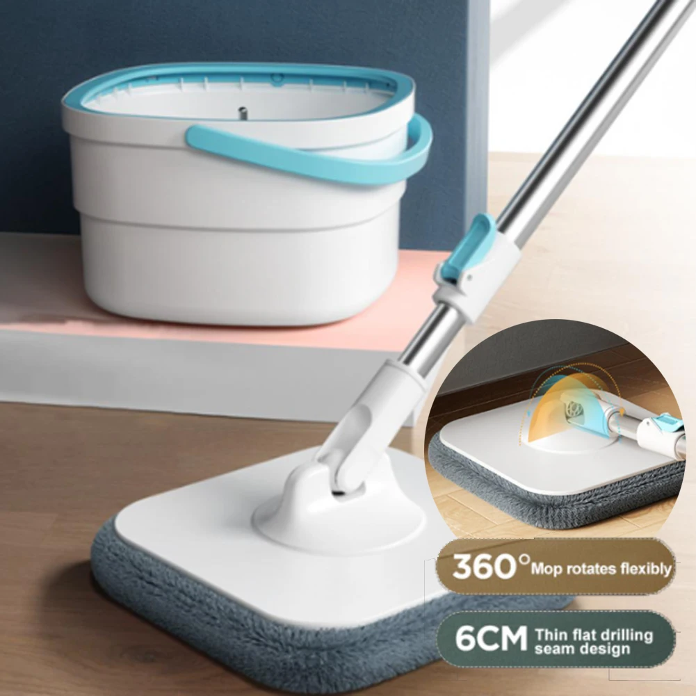 Magic Floor Cleaning Sweeper Floor 360° Rotation Flat Floor Mop Broom Dust Mop Cleaner 4Pcs Cleaning Mop Bucket Set Squeeze Mop