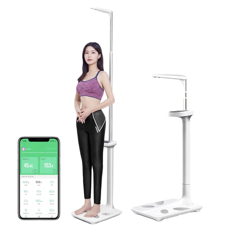 Digital Ultrasonic Body Composition Analyzer Scale Medical BT Human Body Fat Height Weight 0.01g LED OEM for Adults Children ODM