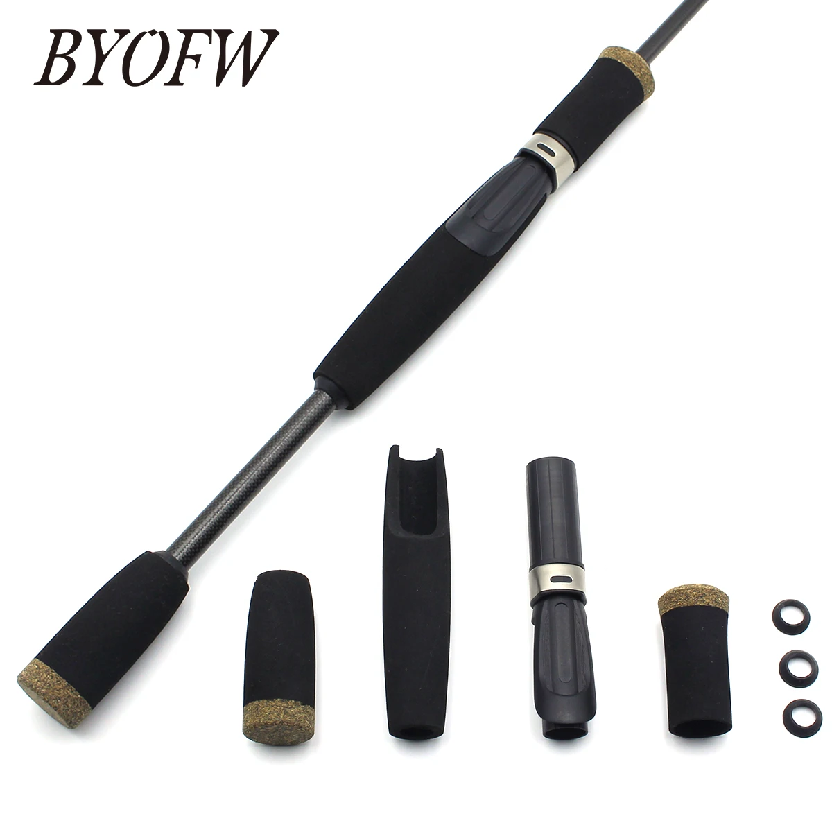 BYOFW 1 Set Black EVA Fishing Rod Handle Split Grip With 16# IPS Type Similar Reel Seat DIY Repair Building Replacement Tackle