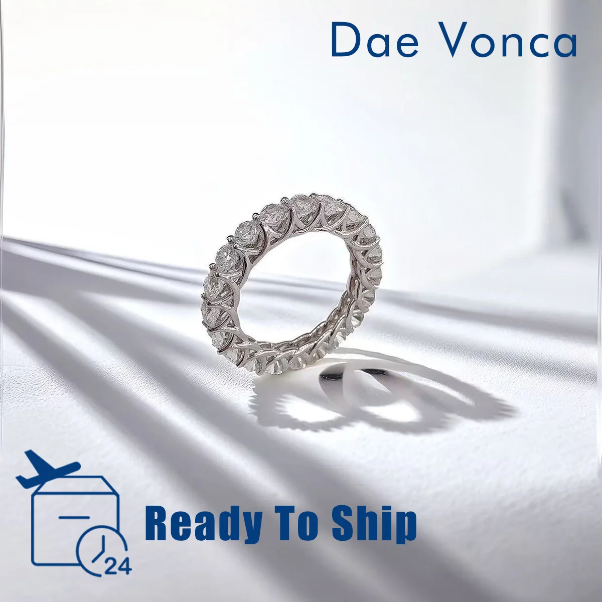 

Full Round Cut Diamond Eternity Ring 18K White Gold Lab Grown Diamond Stackable Band Engagement Wedding Ring