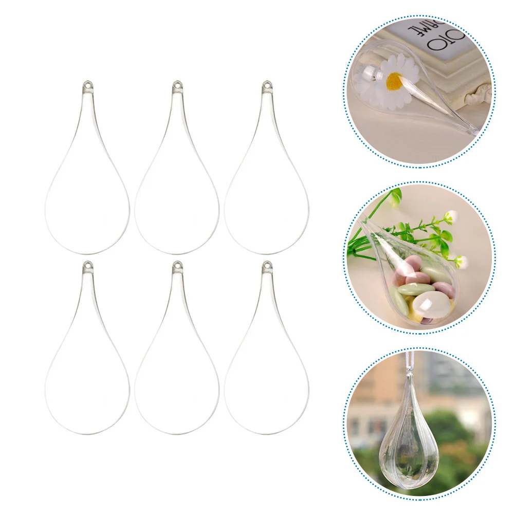 

6 Pcs Fillable Clear Ball Plastic Christmas nament Drop Shaped Box Transparent naments Craft Decoration Holiday Supplies Festive