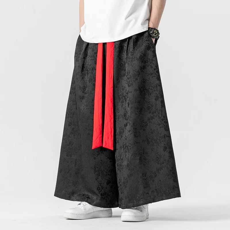 Harajuku Style Harem Pants Men Belt Elastic Waist Casaul Trousers Vintage Male Jogging Loose Men Wide Leg Pants Streetwear