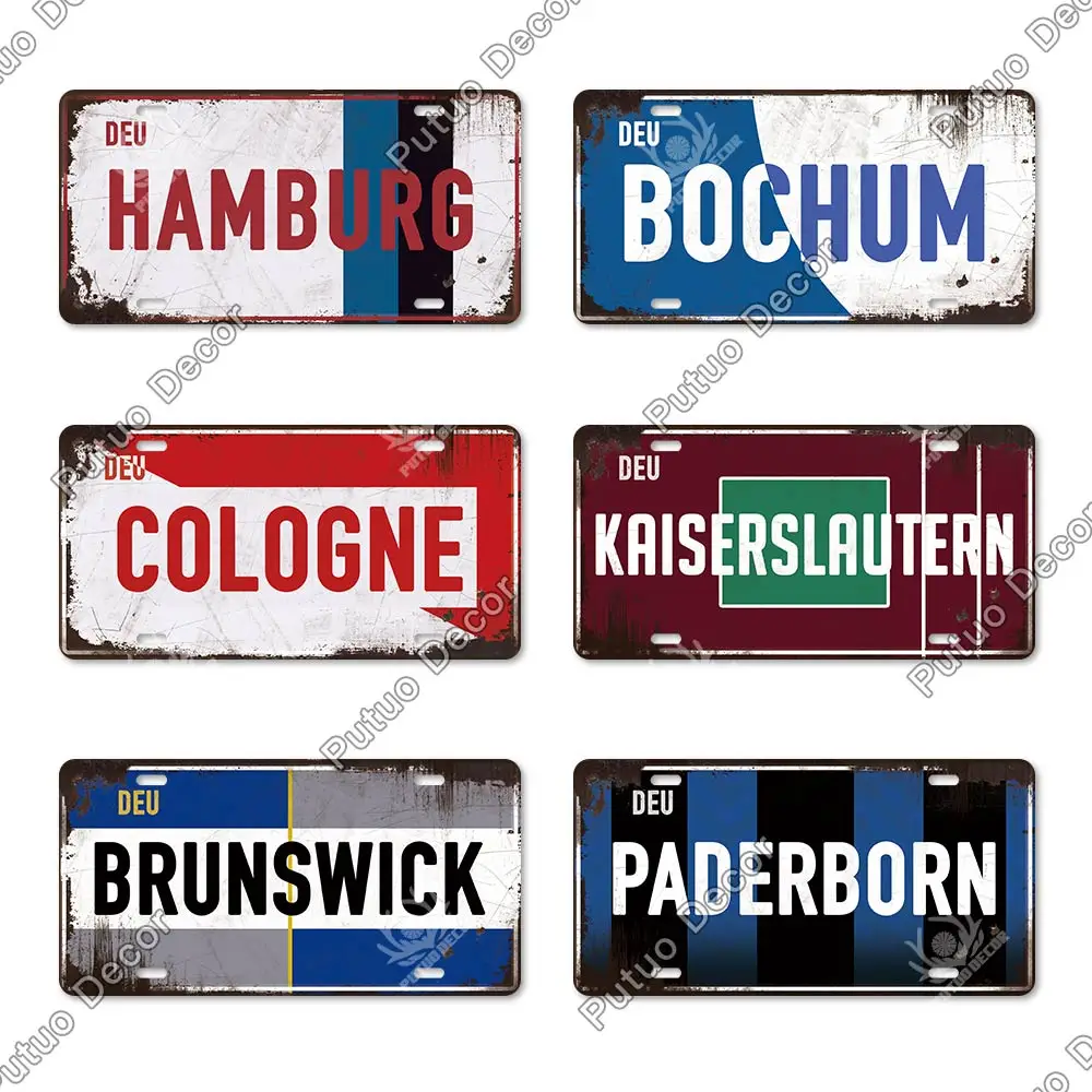 Putuo Decor Germany City Metal Sign Tin Sign Licenses Plate Decor Plaque Metal Vintage Bar Pub Man Cave Club Wall Decoration