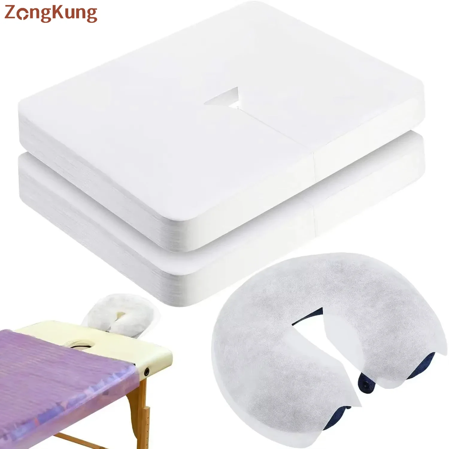 

100 шт./200 шт. одноразовые спа-массажные колыбели, простыни для подголовников, подушечки из нетканого материала, подушка для лица, крышка с отверстием, накладка на подушку