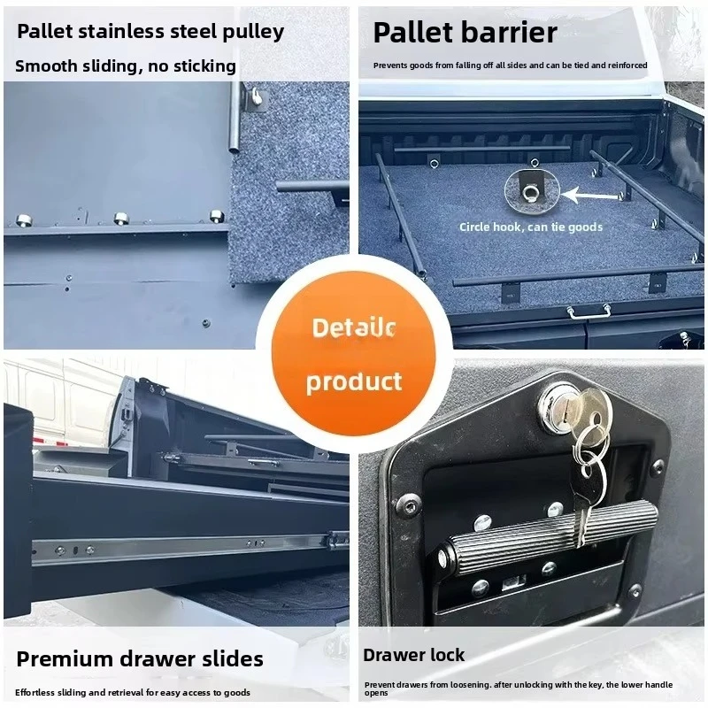 Pickup Truck Bed Drawer System Sliding Storage Box Magic Box Tray for Hilux Vigo for Tacoma Tundra  F150