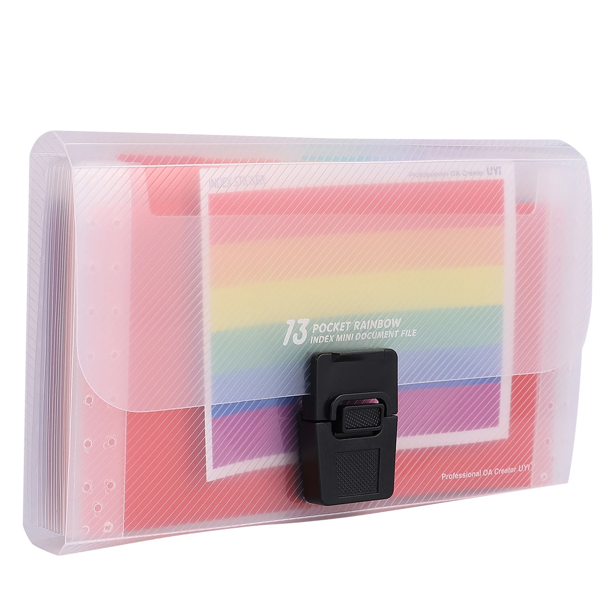 

2pcs A6 Portable File 13 Pockets Bright Plastic Document Expandable Storage Bag For Office School Bag File Folder