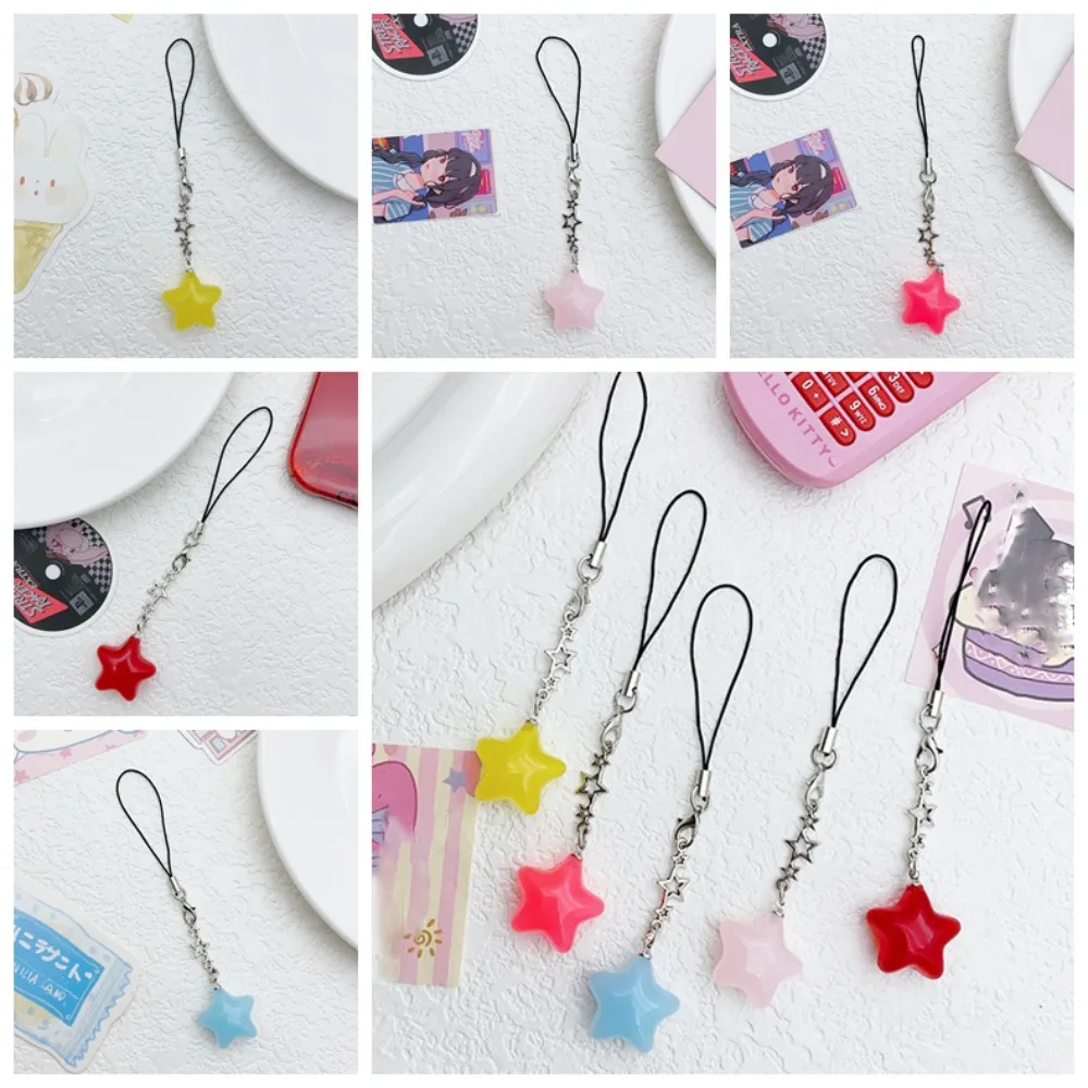 

Trendy Pendant Star Star Phone Strap Pendant Universal Phone Hanging Rope Candy Color Keychain Mobile Phone Chain Couple Gift