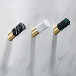 Marble and Brass Brushed Gold Robe Hooks Key Hook European Coat Hook Towel Hook Kitchen Wall hanging Bathroom Accessories