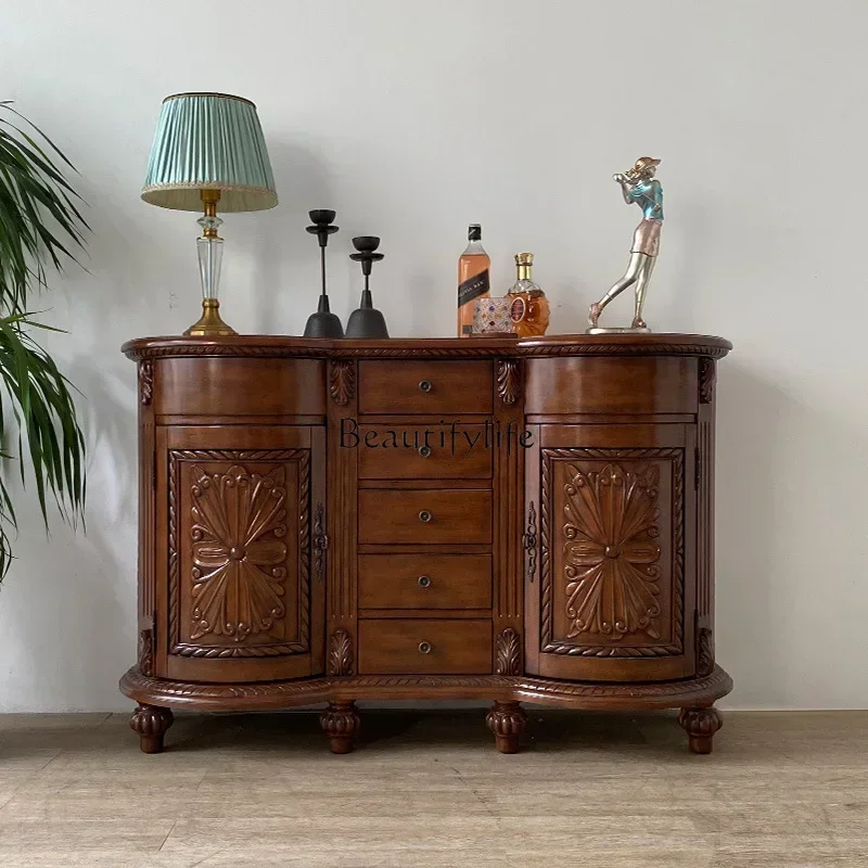 

American light luxury solid wood porch cabinet entry foyer decorative locker