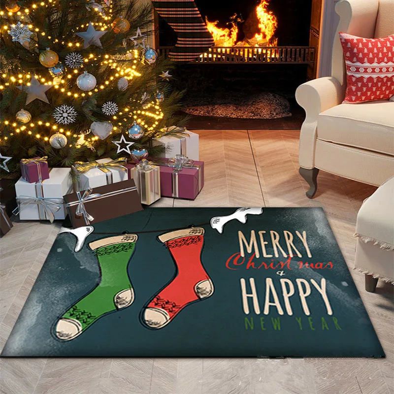 

Merry Christmas Home Decoration Living Room Coffee Table Non-slip Large Carpets Bedroom Tatami Floor Mat Children Play Area Rugs