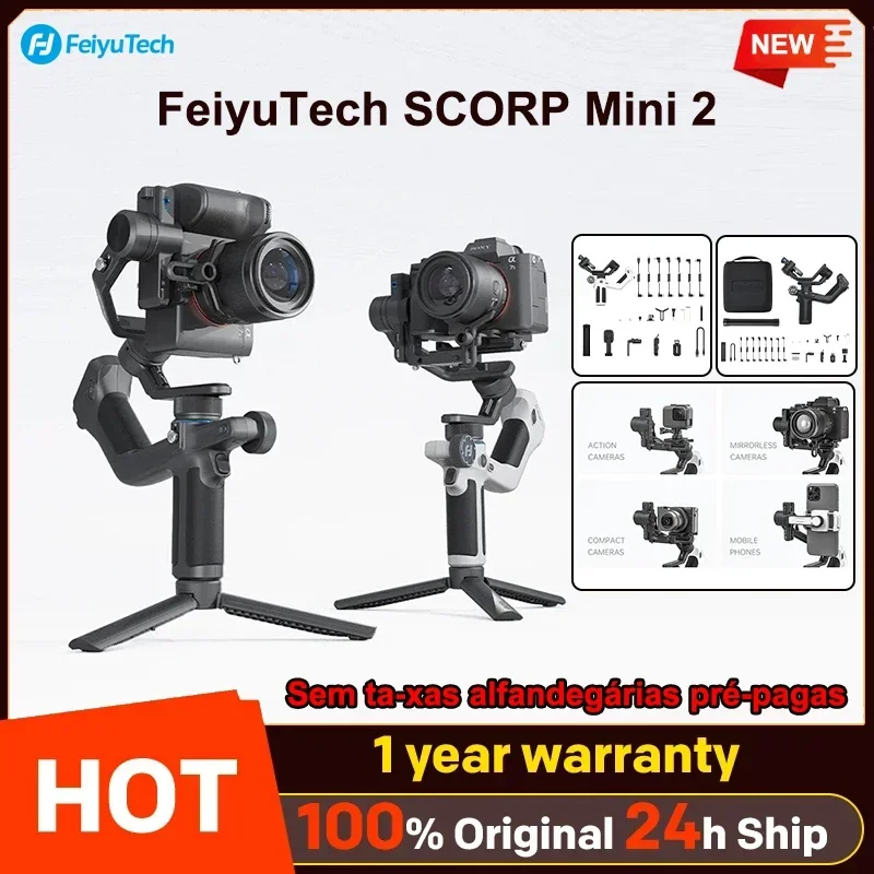 FeiyuTech SCORP Mini 2 All-in-One 3-Axis Handheld Camera Phone Gimbal Stabilizer for Sony ZVE10 A7S3 A6700 iPhone 15 AI Tracker