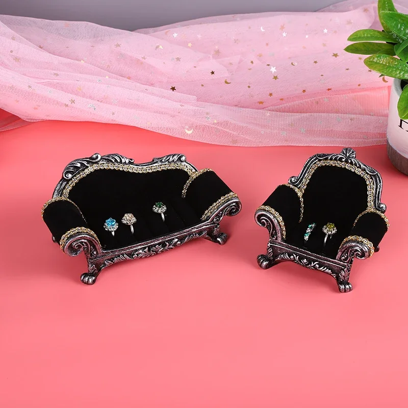 

Jewelry Storage Ornaments Desktop Tray Display Props Sofa Shape Ring Stand Earrings Storage Box Necklace Ornament Base Support