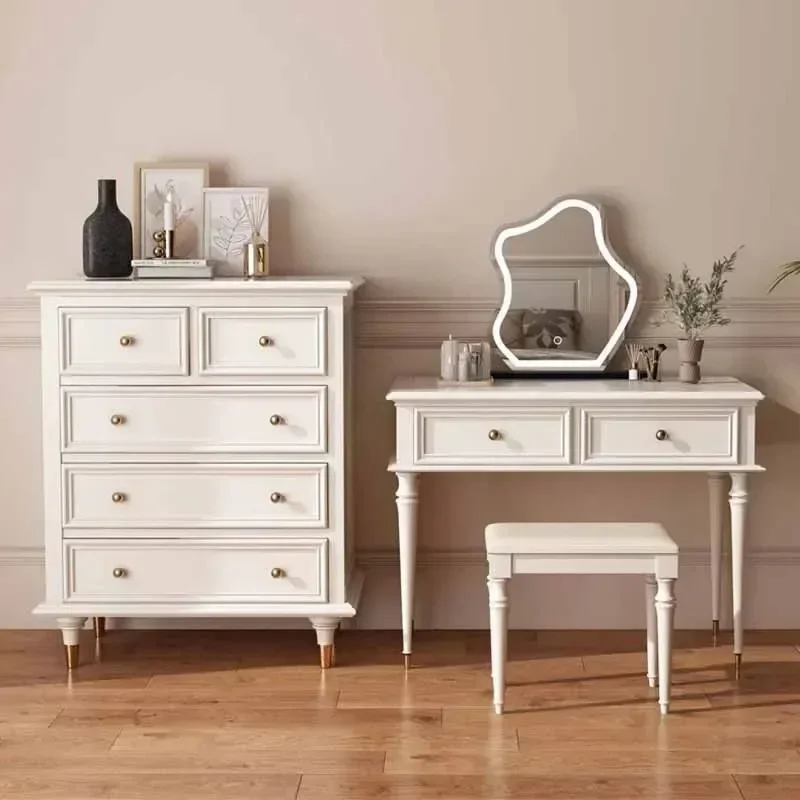 

Compact Nordic Girls Vanity Table Aesthetic Space Saving Makeup Cabinet Bedroom Organizer Princess Penteadeira Unique Furniture