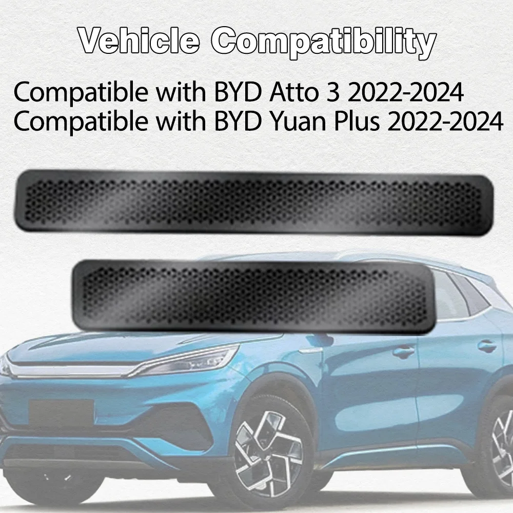 Car Under Seat AC Outlet Cover Trim Air Vent Covers Stainless Steel Black/ Silver for BYD Atto 3 / Yuan Plus 2022-2024 L and R