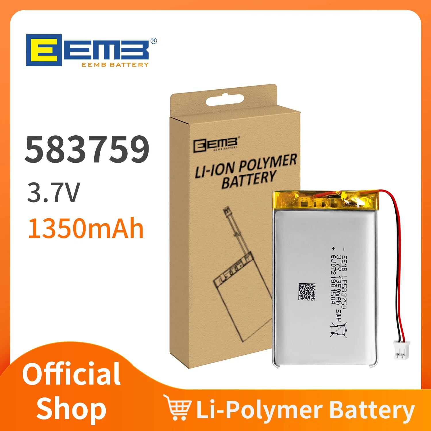 EEMB 552248/55253/562438/5674105/578499/582535/583759 3.7V rechargeable lithium polymer battery custom plug