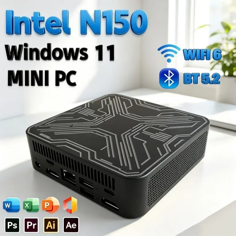 2026 Sleek Core N150 MINI PC Windows 11 Smooth Touch Pocket Sized Console RAM 1TB SSD WIFI 6 BT5.2 4K HD Mini Drone