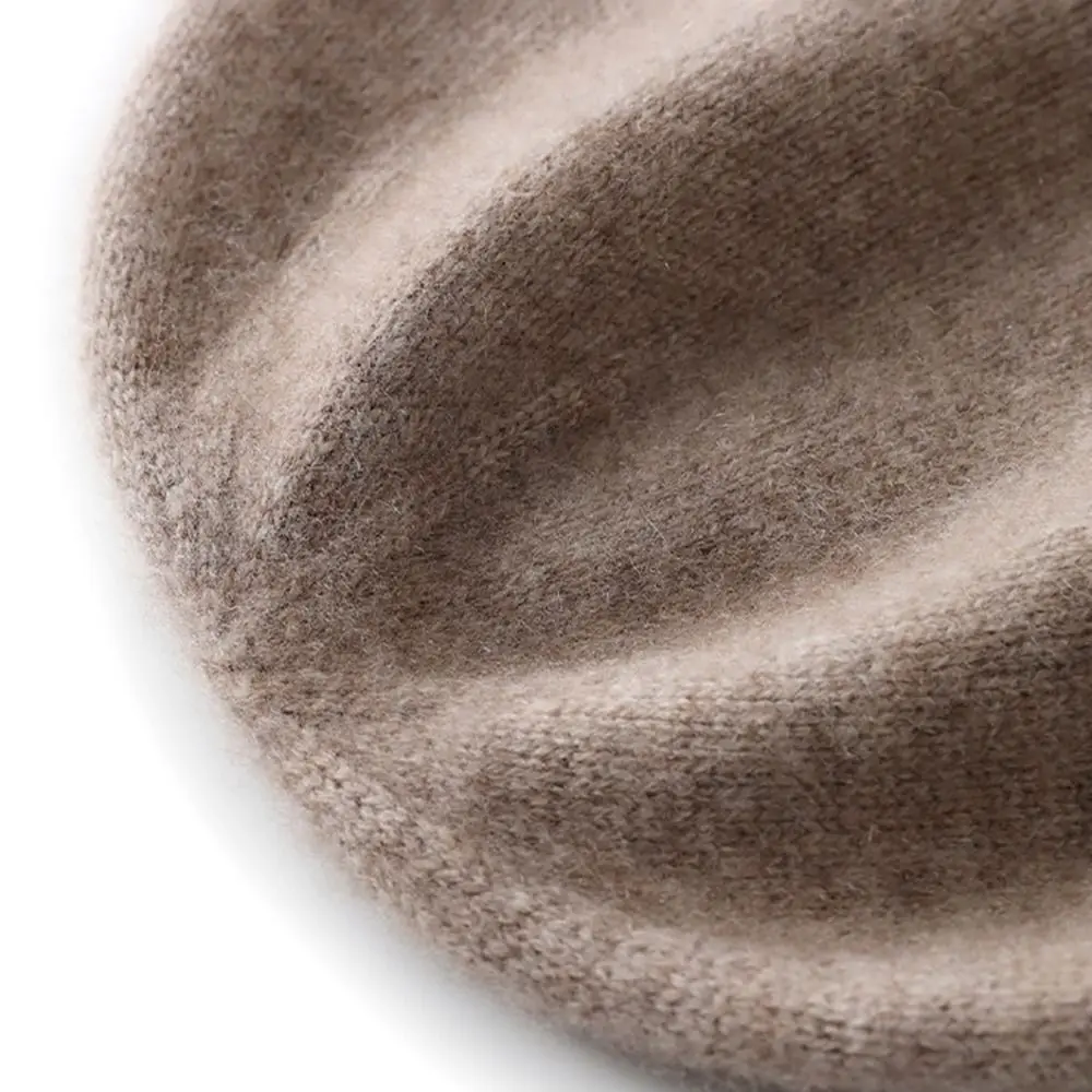 عارضة الكشمير الكشمير محبوك قبعة بلون توالت حافة الشتاء قبعة دافئة للجنسين قبعة صغيرة