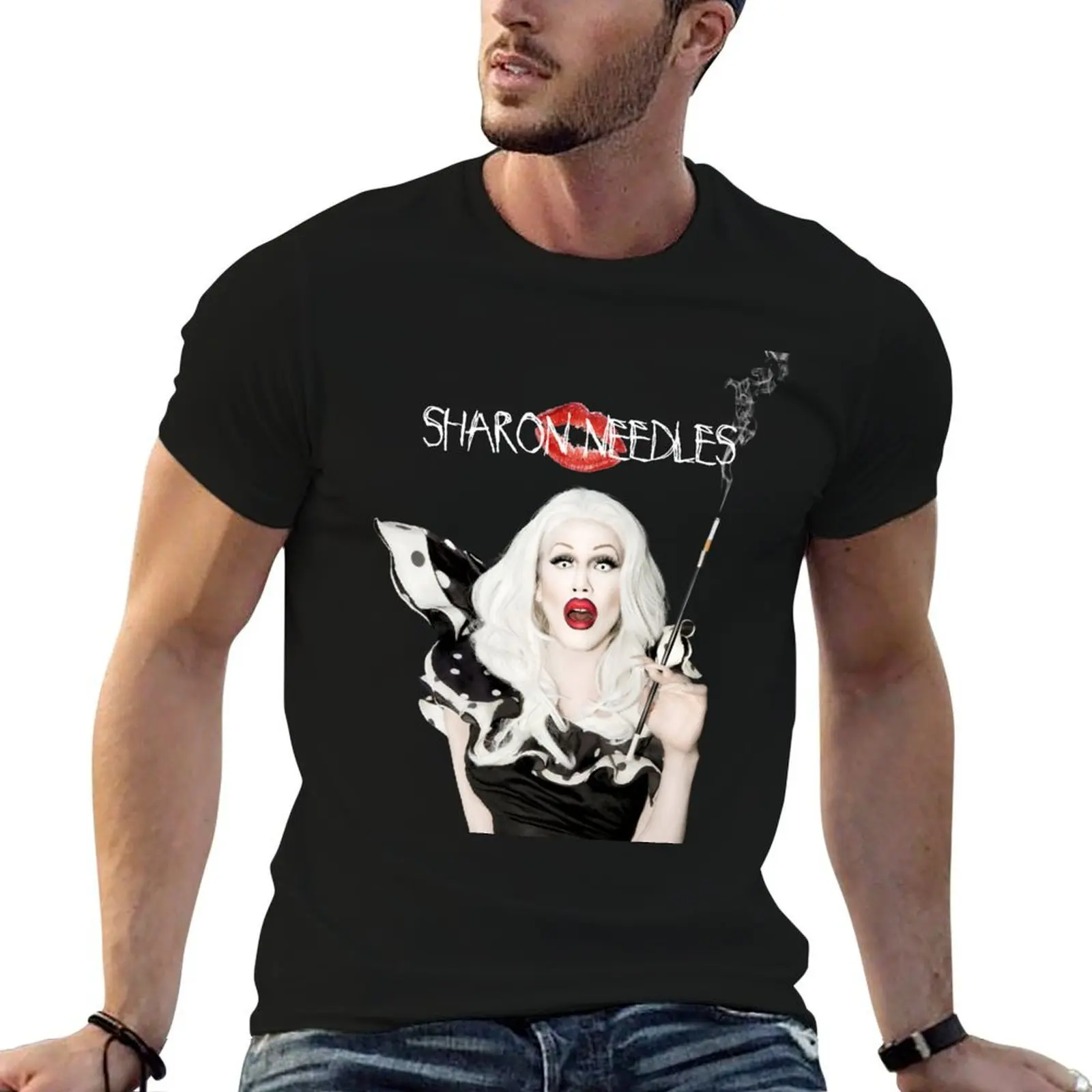 تي شيرت Sharon Needles تي شيرت للرجال حزمة بيضاء مضحكة تي شيرت رجالي جرافيك تي شيرت تي شيرت #1