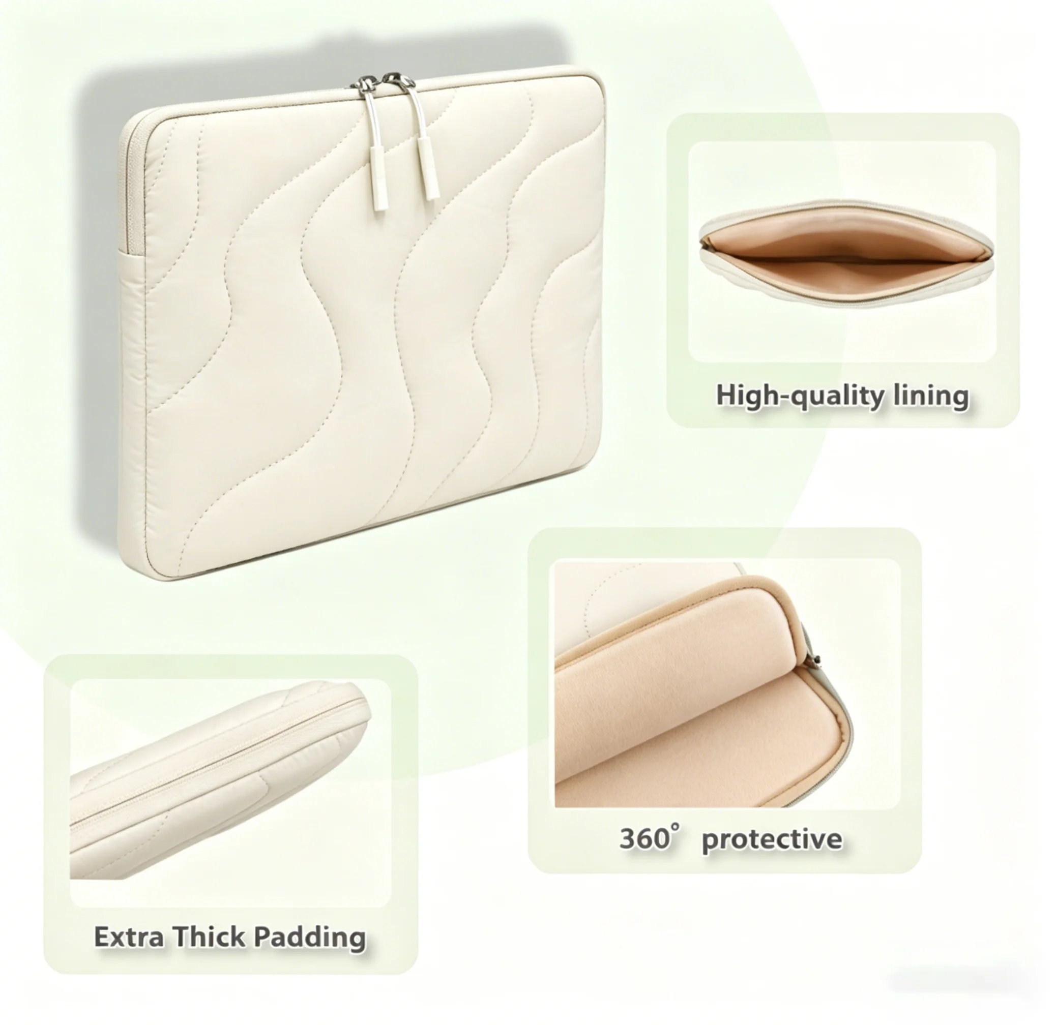 11 inch Quilted Tablet Sleeve Bag for iPad Pro Air Samsung Galaxy Surface Lenovo Thickened Puffy Shockproof Portable Tablet Bag view 4