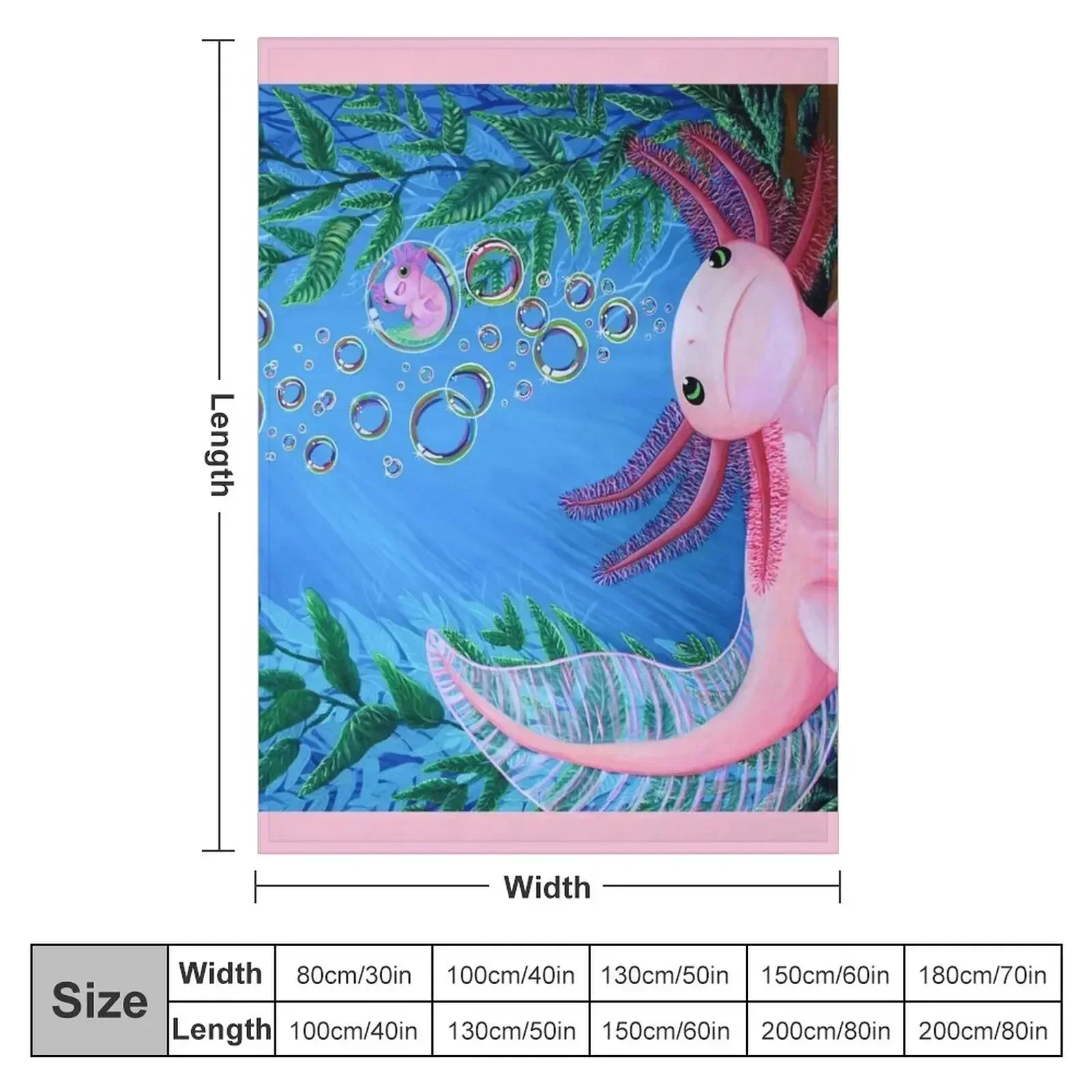 Axolotl Bubble Baby Throw Blanket Plaid on the sofa Nap Cute Soft Blankets