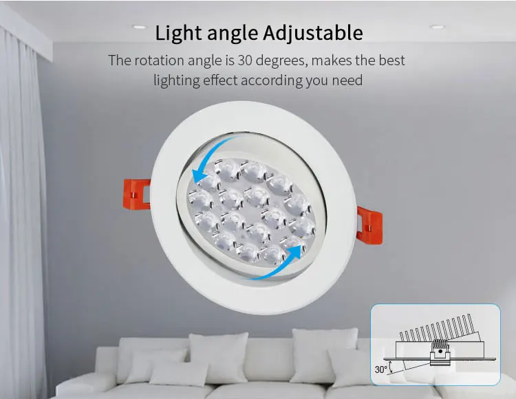 Milight FUT062 9W RGB+CCT LED Ceiling Spotlight  Color temperature Brightness adjustable wireless wifi control LED downlight