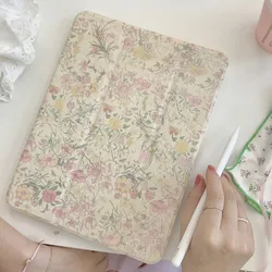 Funda de flores Retro para ipad Air 5 4 10,9 Pro 11 10,5 Air 9,7 2022 Mini 6, cubierta inteligente con portalápices iPad 10,2 8ª generación