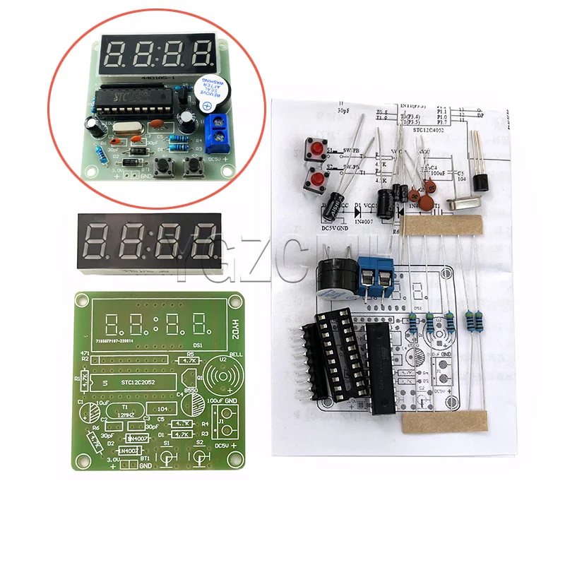 

AT89C2051 4-digit Digital Electronic Clock Kit Microcontroller Digital Clock Four-digit Digital Clock Electronic DIY Production