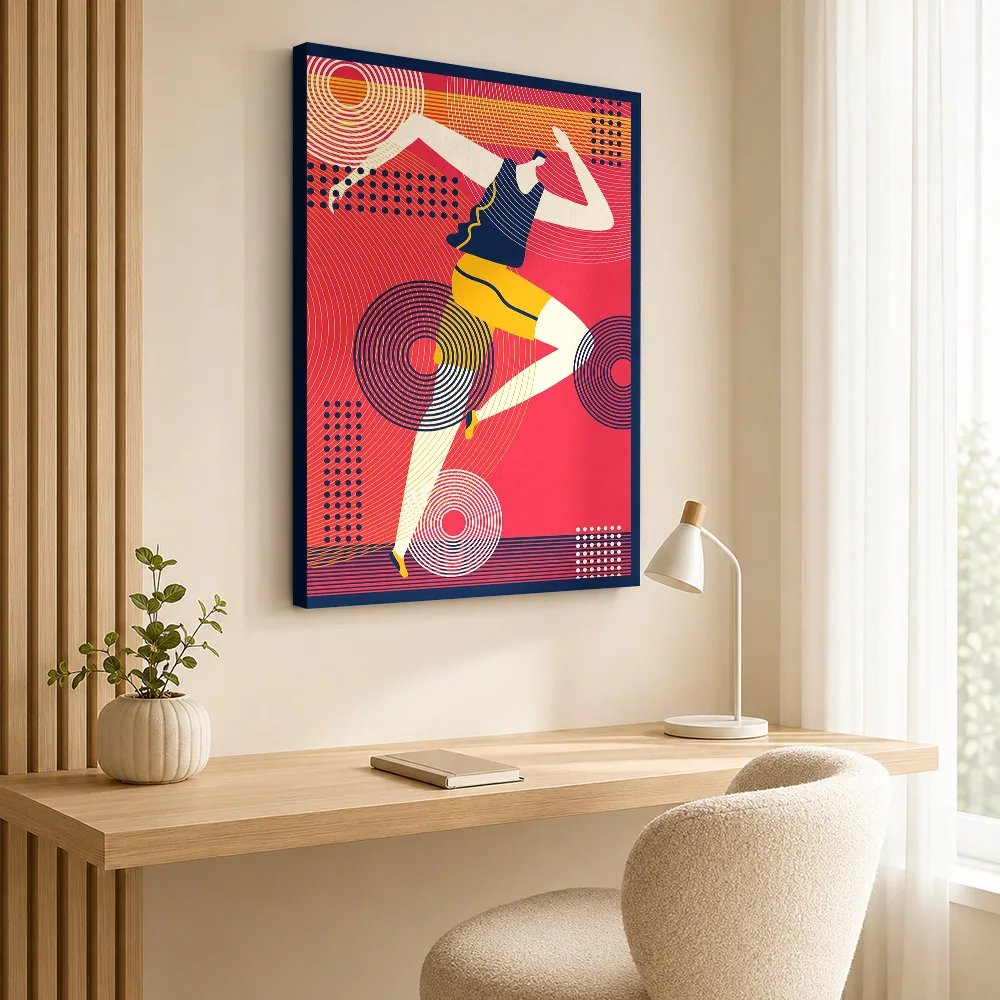 Running Athletics Framed Canvas Print Poster Customized Photo Sports Portrait Canvas Wall Art for Man Cave Decor Ready to Hang