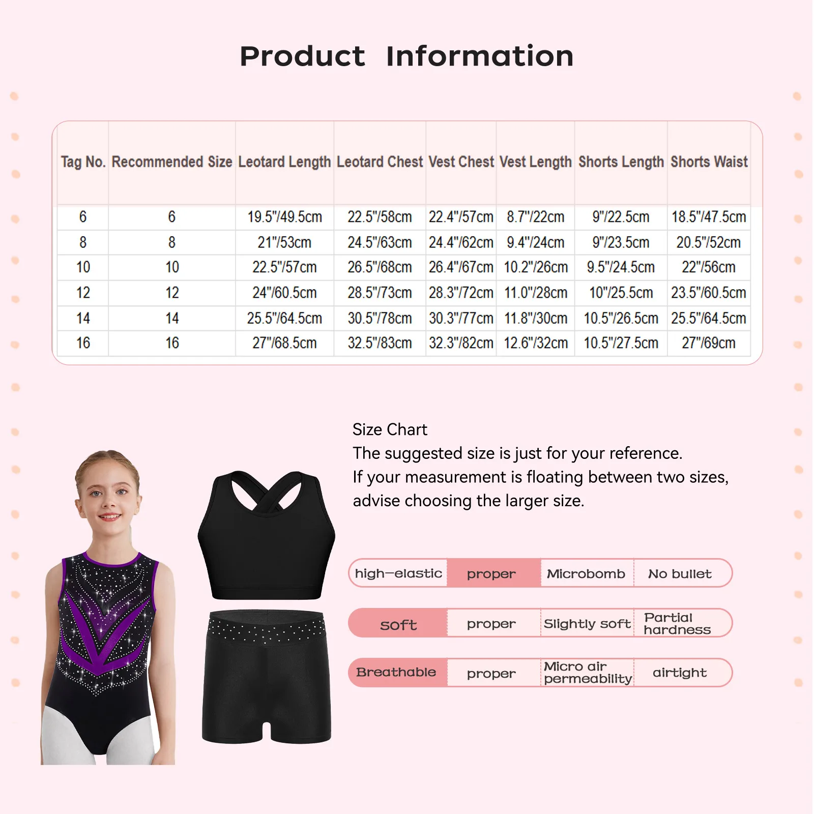 Set da ginnastica per balletto, sport, yoga, allenamento, per bambini, ragazze, senza maniche, incrociato sul retro, con strass e pantaloncini