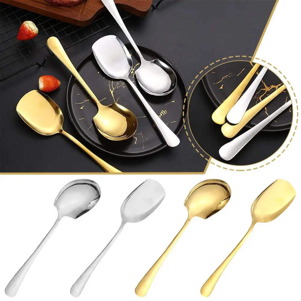 Golden/silver Stainless Steel Spoon Food Service Shovel Large Spoons Soup Tableware Rice Long Home Handle Kitchen Shovel Ga A6d2