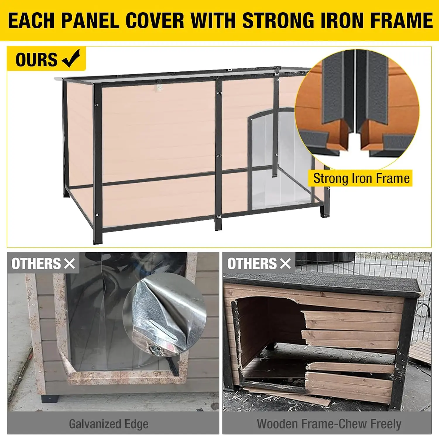 Extra Large Heated Dog House, Electric Pad, Outdoor & Indoor Kennel, Insulated Waterproof Shelter, Metal Frame, Customized